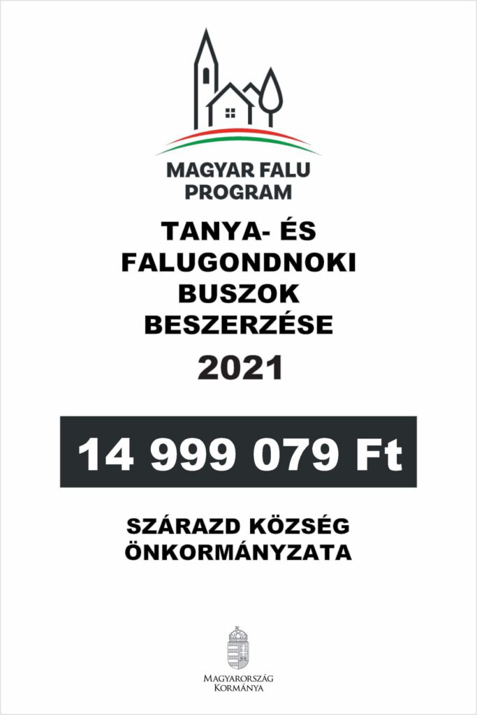 Támogatói tábla - Magyar Falu Program - Tanya- és falugondnoki buszok beszerzése 2021